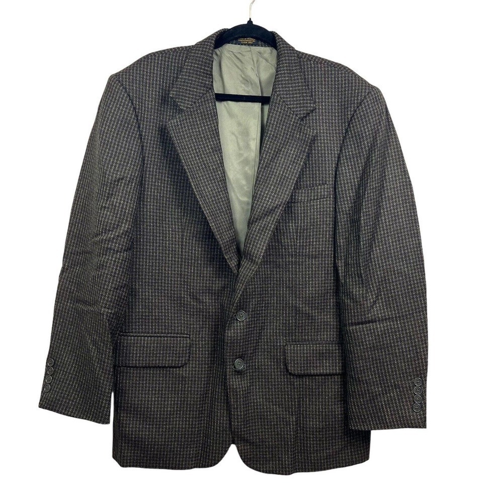 Oscar de la Renta‎ Wool Blazer Sport Coat Men Size 41R 2 Button Houndstooth